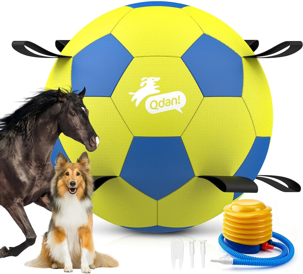QDAN 25 Inch Herding Ball for Dog with Straps, Outdoor Dog Toys for Herding | Interactive Large Dog Herding Ball Chasing Training, Dog Ball for Border Collie, Australian Shepherd, Blue Heeler & Horses