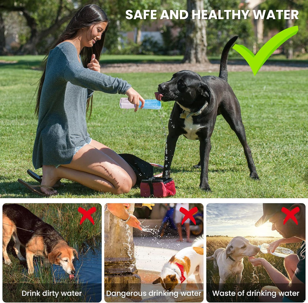 Portable Dog Water Bottle, Foldable Water Bottle for Dog, SkyBlue, 12oz | Leak Proof Dispenser, Dishwasher Safe, Puppy Travel Water Bowl Fit for Cat, Rabbit, Small Animals Walking, Hiking, Travel