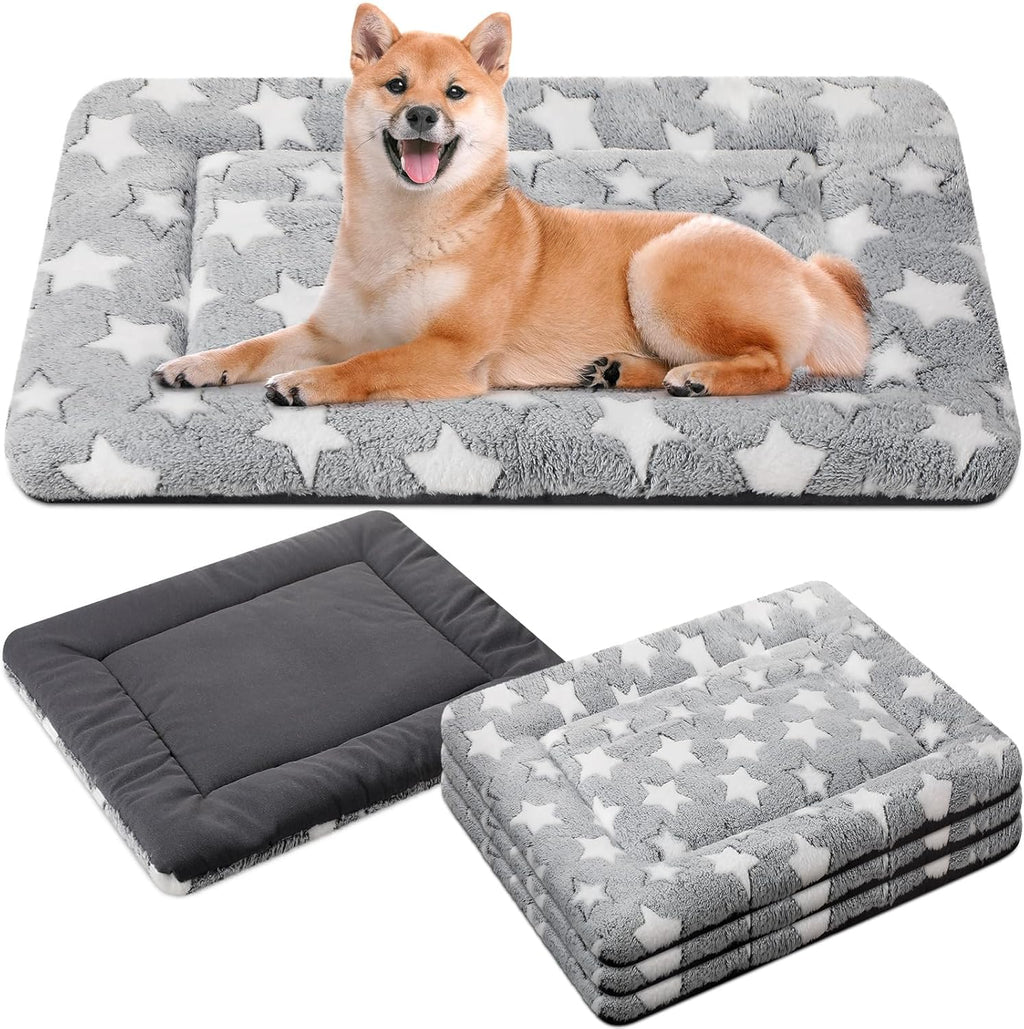 VitalCozy 4 Pcs Dog Crate Pads Soft Warm,24 x 36 x 1.6 Inch,Star,Gray