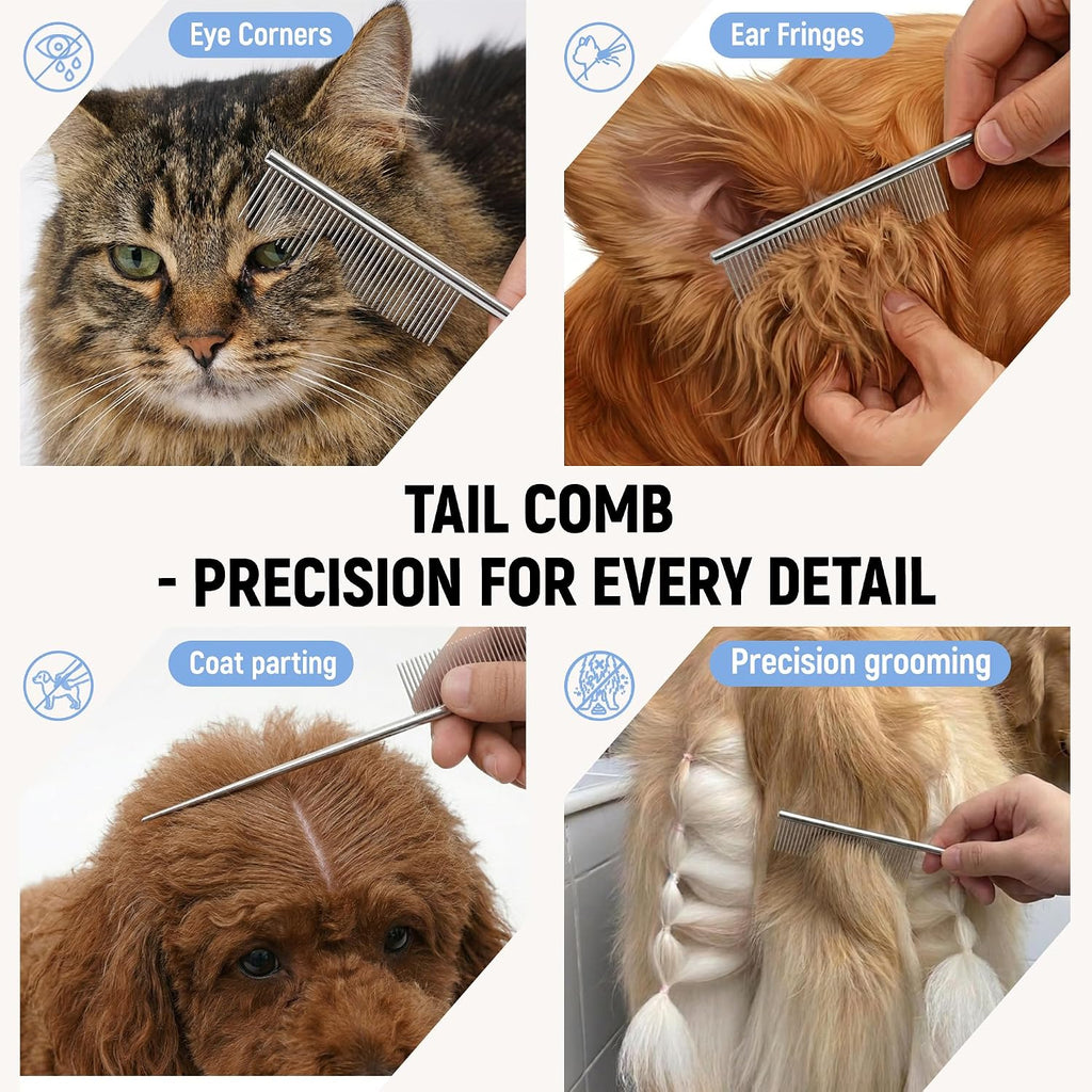 2-Piece Metal Greyhound Comb Set for Long-Haired Dogs & Cats