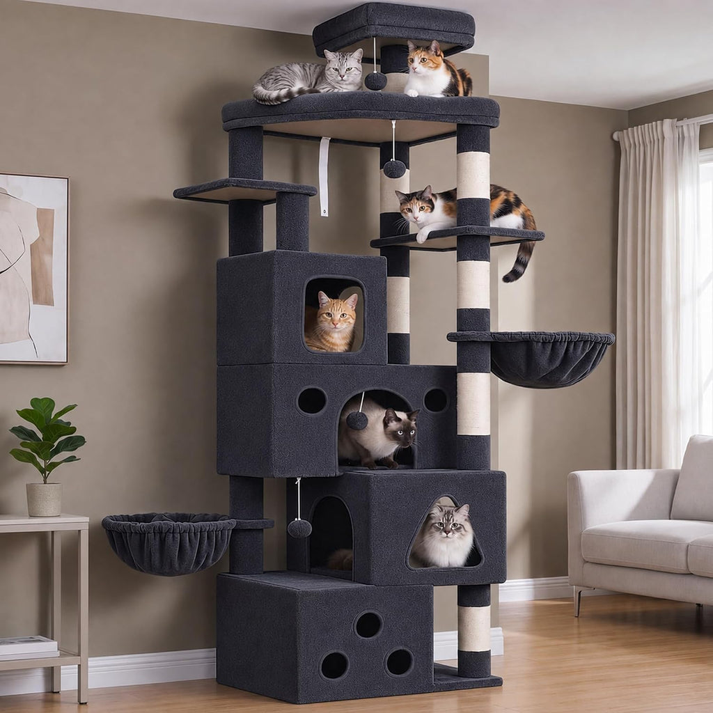 Gitelsnour 78.7'' Cat Tree Tower, 4 Cat Condos for Mutiple Cats, GCT809G