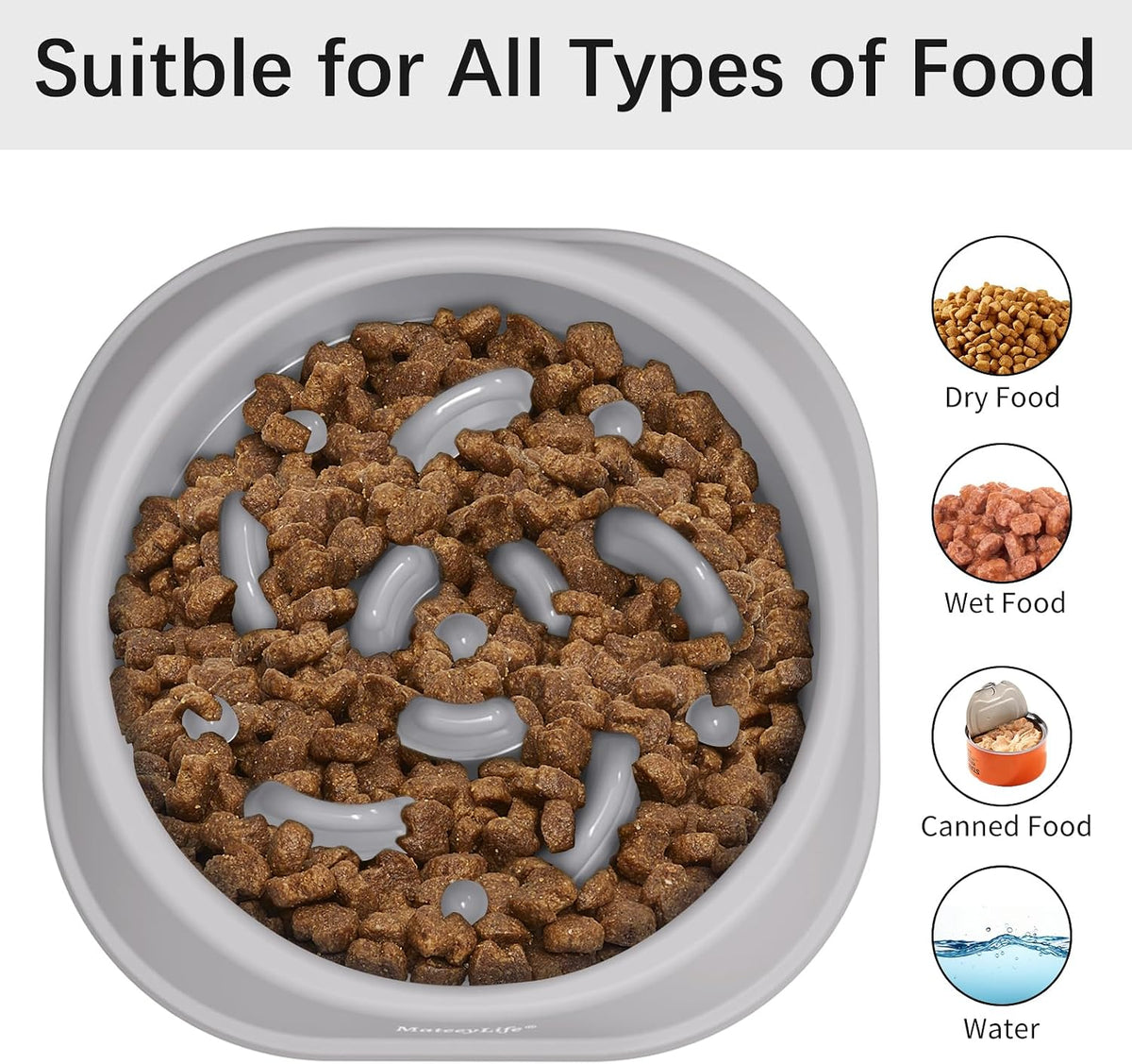 MateeyLife 2-Pack Slow Feeder Dog Bowls, 1 Cup, Dog Puzzle Feeder Bowl | Food-contact safe, dishwasher safe, non-slip base, maze design, for fast eaters, for dogs and cats, daily mealtimes