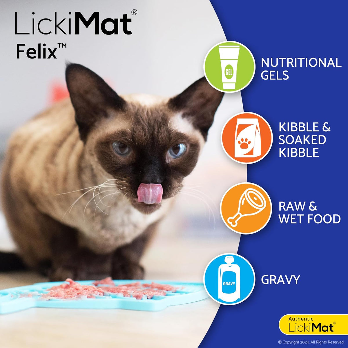 Lickimat Casper & Felix, Fish-Shaped Cat Slow Feeders Lick Mat, Boredom Anxiety Reducer; Perfect for Food, Treats and Anxiety Reduction. (Orange & Turquoise)