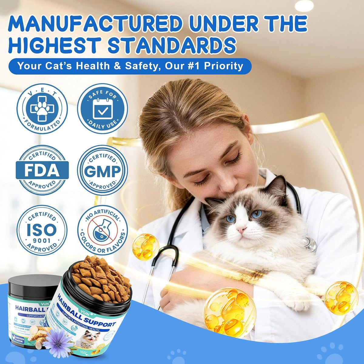 Cat Hairball Support Crunchy & Creamy Chews, Hairball Treatment for Cats