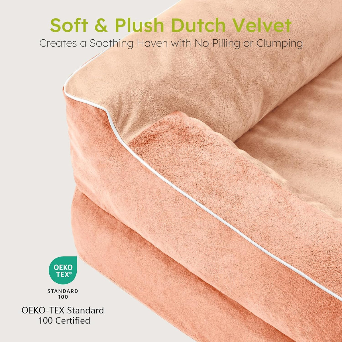 CWAWZ Jumbo Dog Bed for Extra Large Dogs, Orthopedic Dog Bed with Cooling Gel Memory Foam, Waterproof Pet Bed with Removable Washable Cover, 45" Pet Sofa Couch Dutch Velvet with Bone Toy, Peach Pink