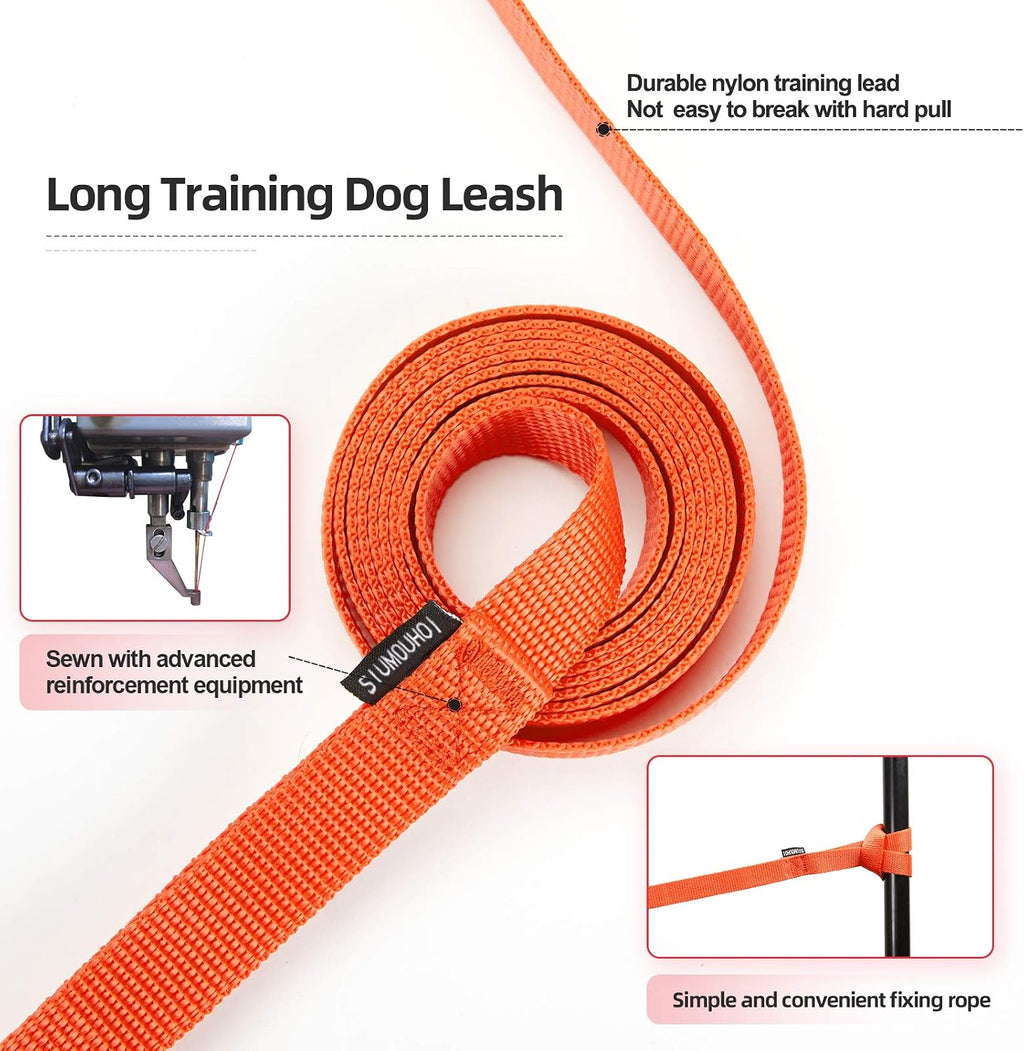 Siumouhoi Dog/Puppy Obedience Recall Training Agility Lead - 15ft 20ft 30ft 50ft Training Leash - Great for Play, Camping, or Backyard - Orange 30ft (30Feet, Orange)
