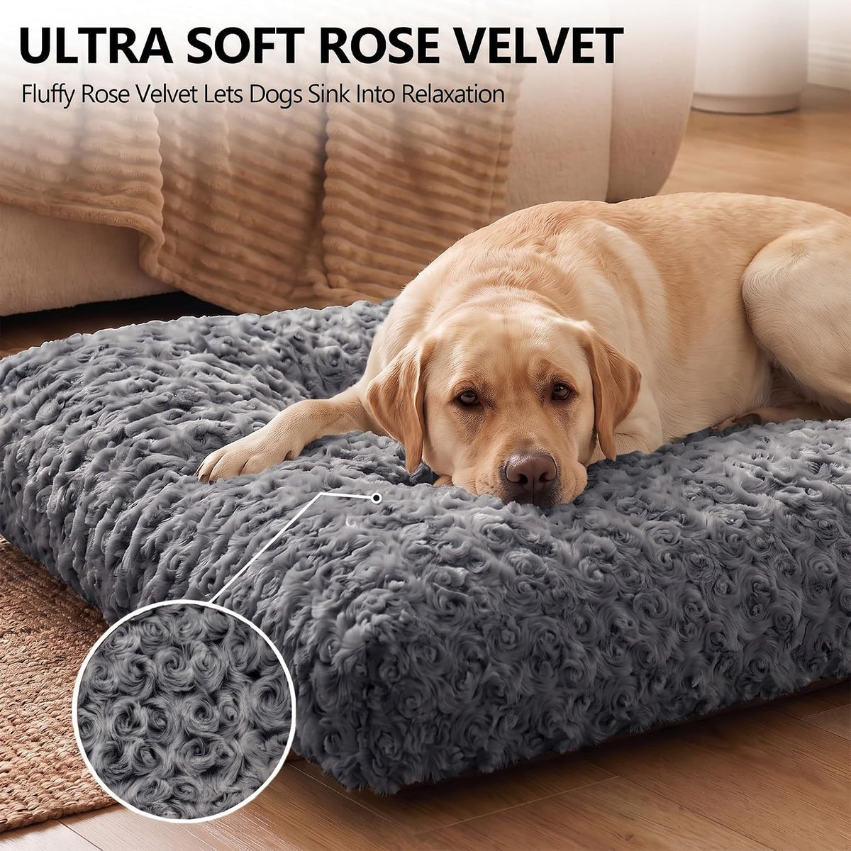 Washable Orthopedic Dog Bed Medium Size Dog Crate Bed Mat 36" Char.