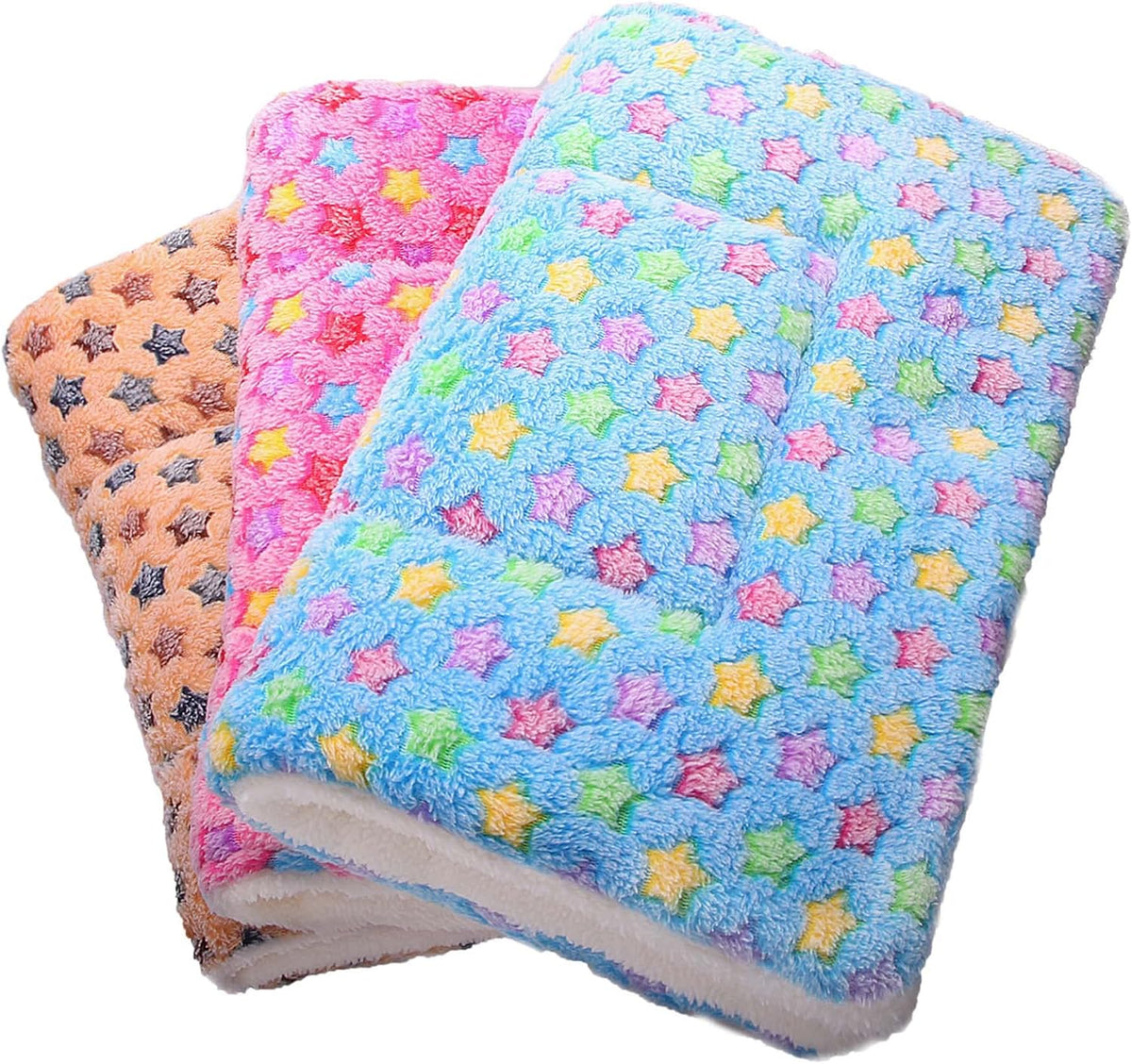 FJWYSANGU Fluffy Pet Cat Blanket Soft Coral Velvet Pet Puppy Cushion Mat Warm Cover Soft Pad Mat(Star V2/Beige,Medium)