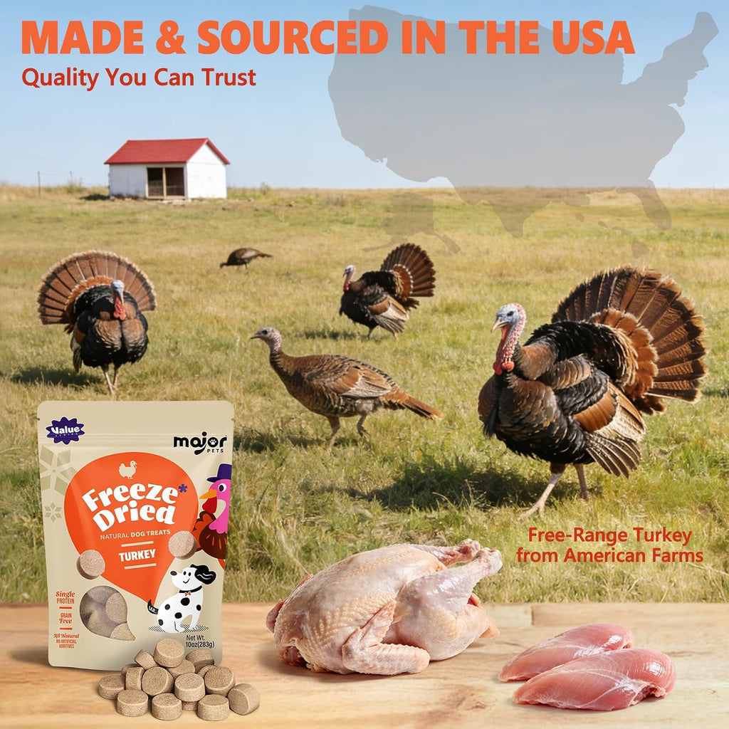 MAJOR PETS Freeze Dried Turkey Dog Training Treats, 10oz, 120+ Treats