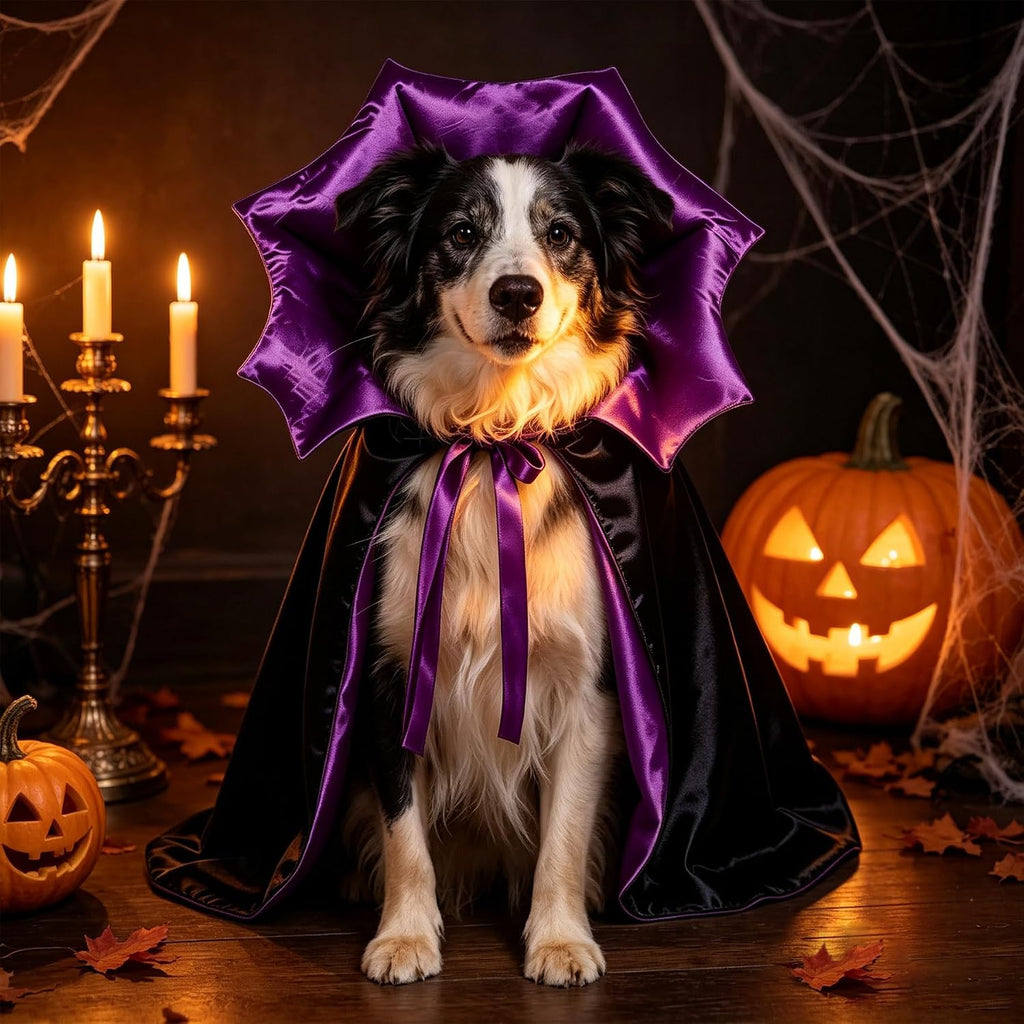 GOYOSWA Dog Halloween Costumes, Dog Vampire Devil Cape Cloak Costume Pet Halloween Costumes for Small Medium Large X-Large Dogs Pets (X-Large)