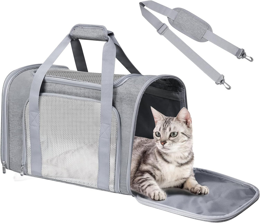 Cat Carrier Soft Up to 16 Lbs, Breathable Pet Travel Bag with Steel Frame