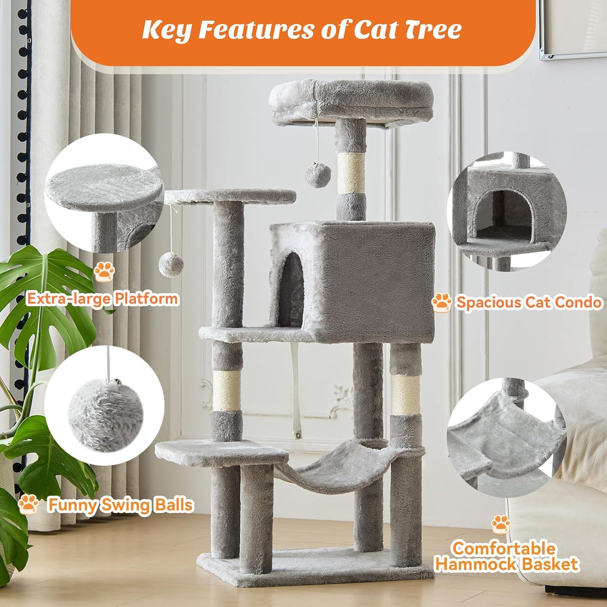 44 Inch Small Cat Tree Tower for Indoor Cats and Kittens
