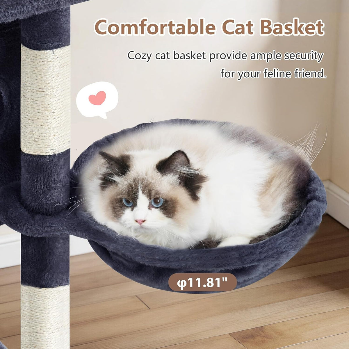 Gitelsnour Cat Tree Tower 42'' with Condo, Indoor Scratching Post GCT005SG