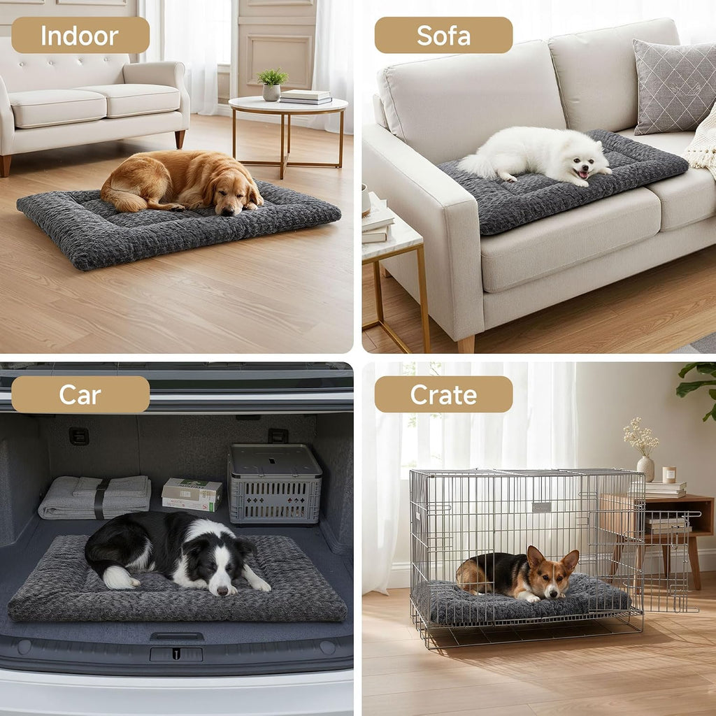 Exsnugy Washable Dog Bed Mat Large Size Fluffy Pet Crate Pad 53x36 XXL