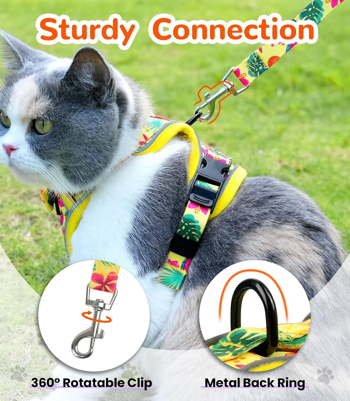 Halypet Cat Harness and Leash Set, Escape Proof Adjustable Harness