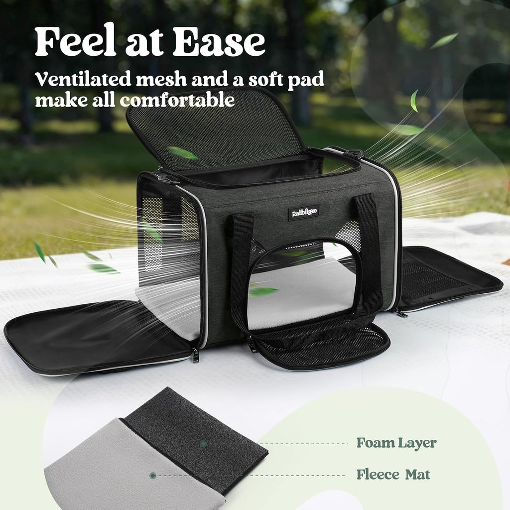 rabbitgoo Cat Carrier Soft with Safety Buckles, Sturdy Comfortable Pet Bag