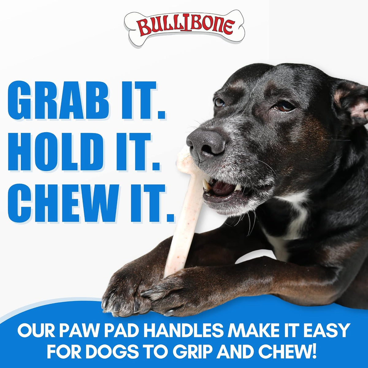 Bullibone Nylon Dog Chew Toy for Aggressive Chewers - Dental Hygiene Bone with Peanut Butter Flavor, Durable Tough Chew Toys for Large Dogs, Indestructible Dog Bone - 3 Pack