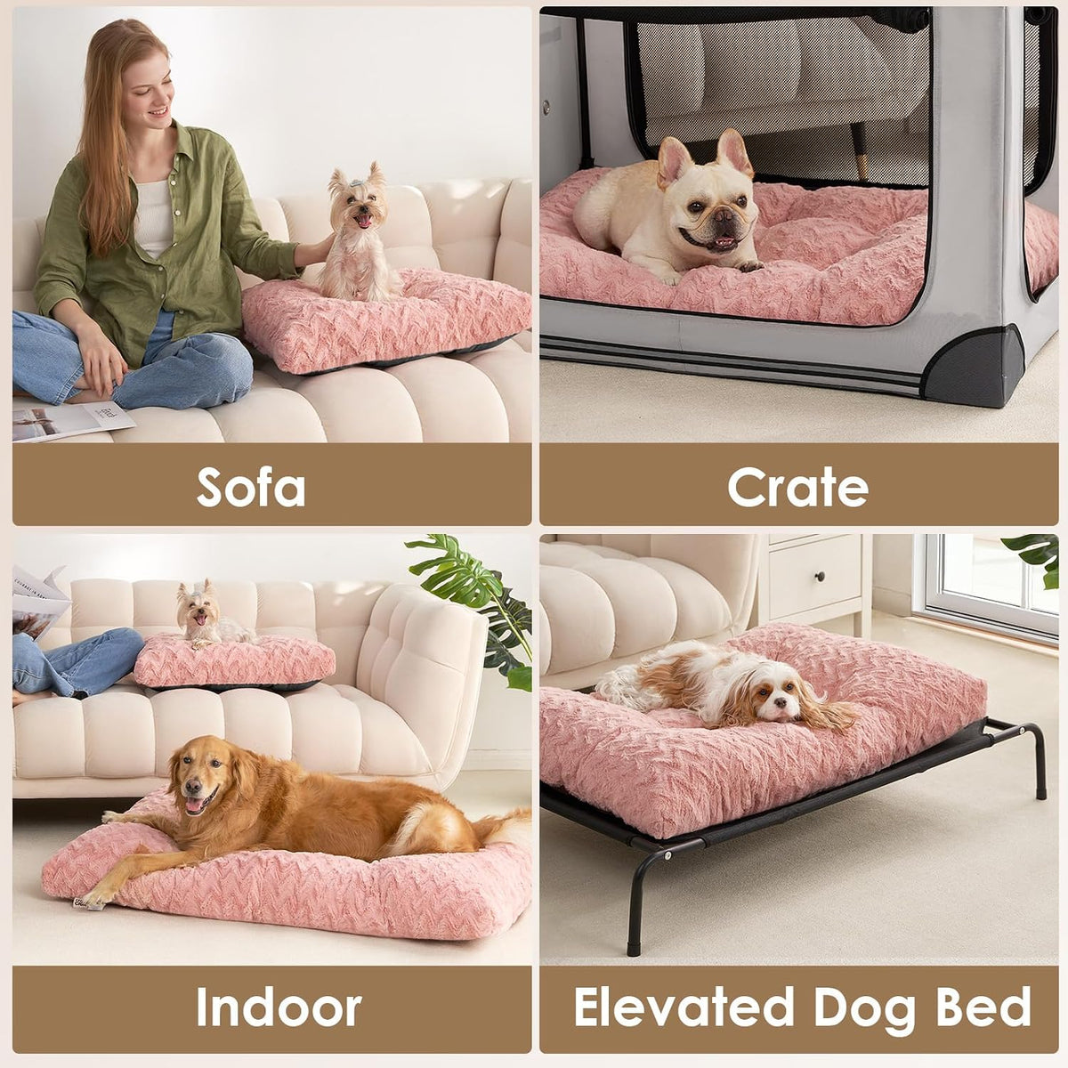 EHEYCIGA Washable Dog Beds for Small Dogs, 23x18 Inch Pet Bed, Pink