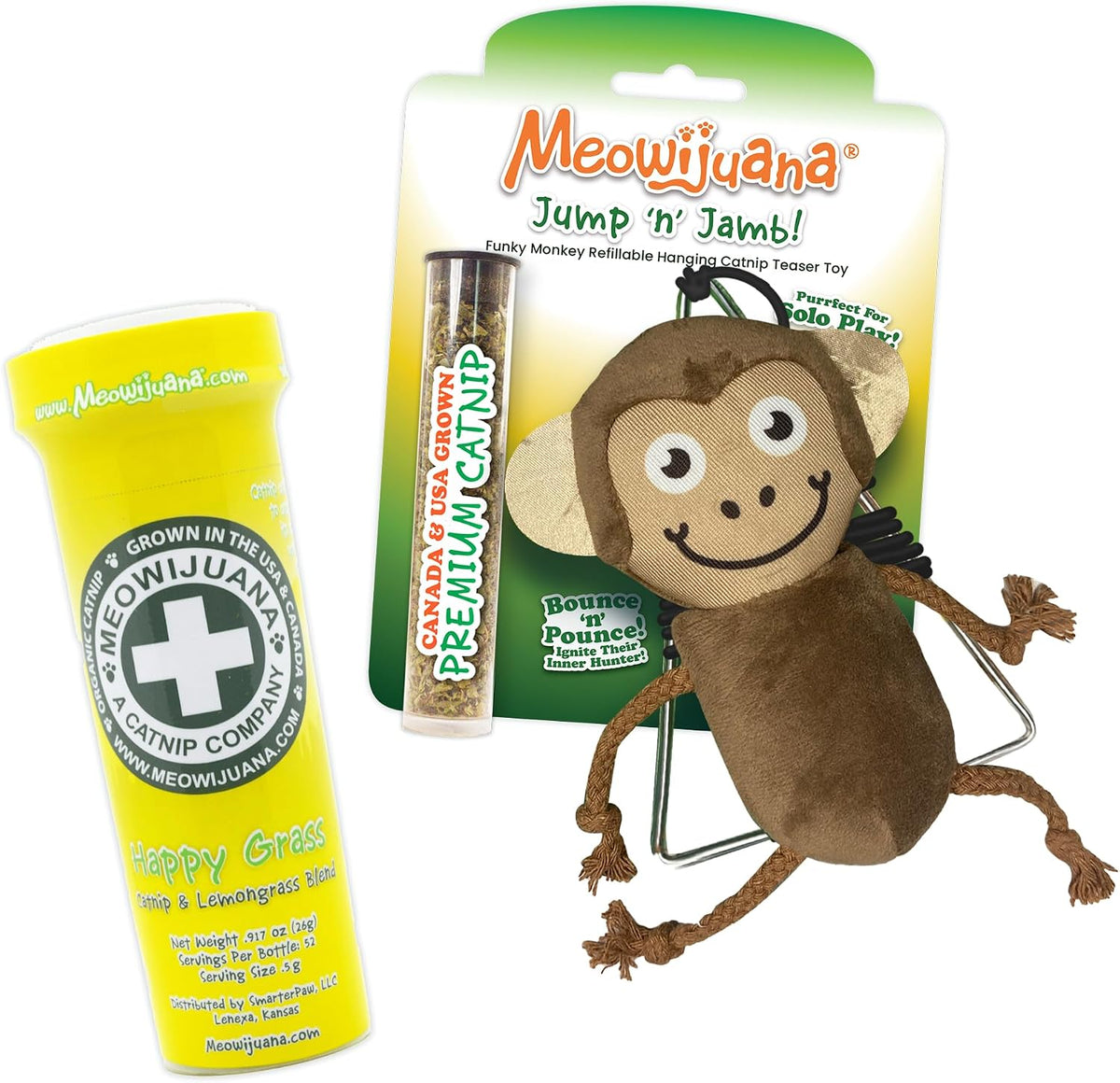 Meowijuana Jump 'n' Jamb Monkey Cat Toy and Catnip Blend | High Potency