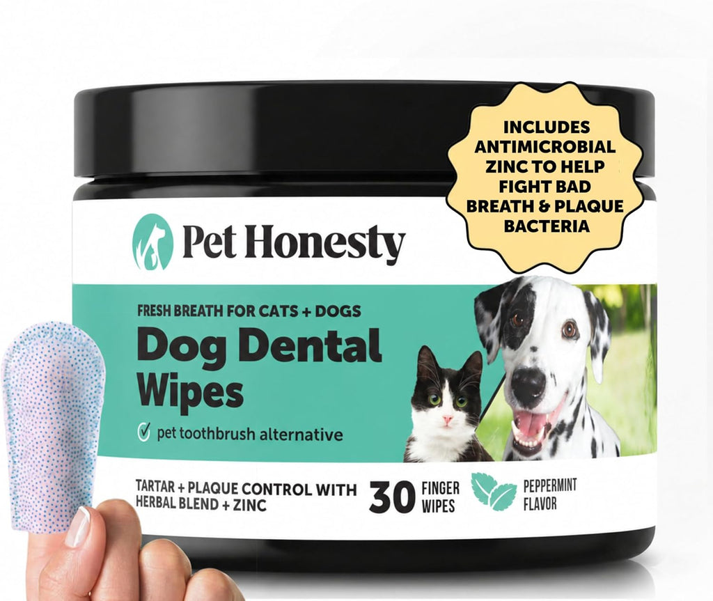 Pet Honesty Vet Recommended Cat & Dog Dental Wipes with Zinc, 30 ct