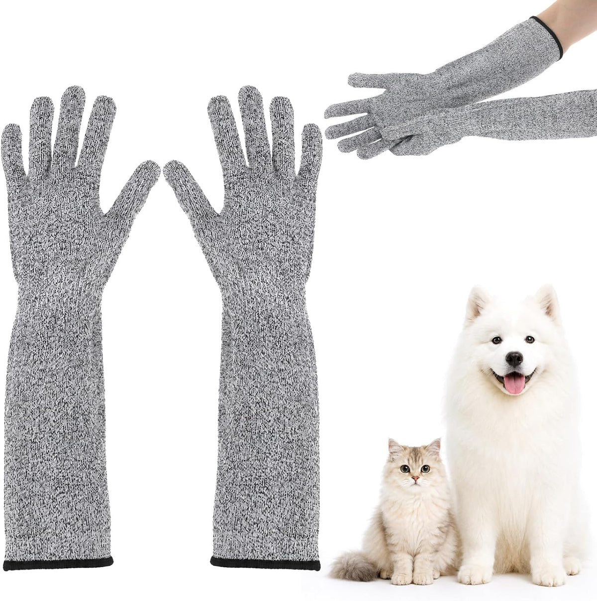 Cat Grooming Gloves Bite Proof Extra-Long Animal Handling Gloves