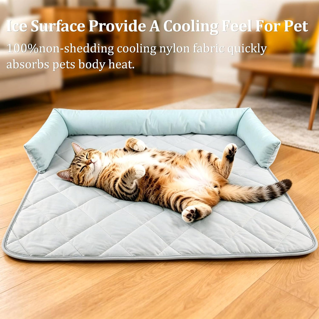 Cooling Blanket for Dogs, Dog Cooling Mat & Bed, Furniture Protector with Removable Washable Pillow, Durable & Breathable Pet Throw for Sofa, Car and Furniture Protector, X-Large