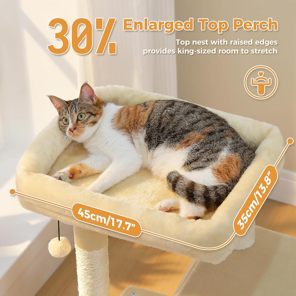 PAWZ Road Cat Tree, 35" Cat Tower with Dual Condos for Indoor Cats, Beige