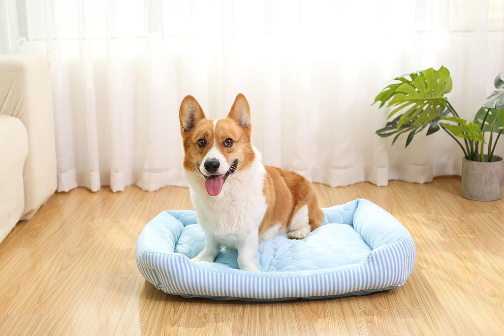 Dog Cooling Bed Summer Sleeping Cool Ice Silk Bed for Small, Medium, Large Dogs & Cats Breathable Washable Pet Beds with Non-Slip Bottom Blue (Pink, X-Large)