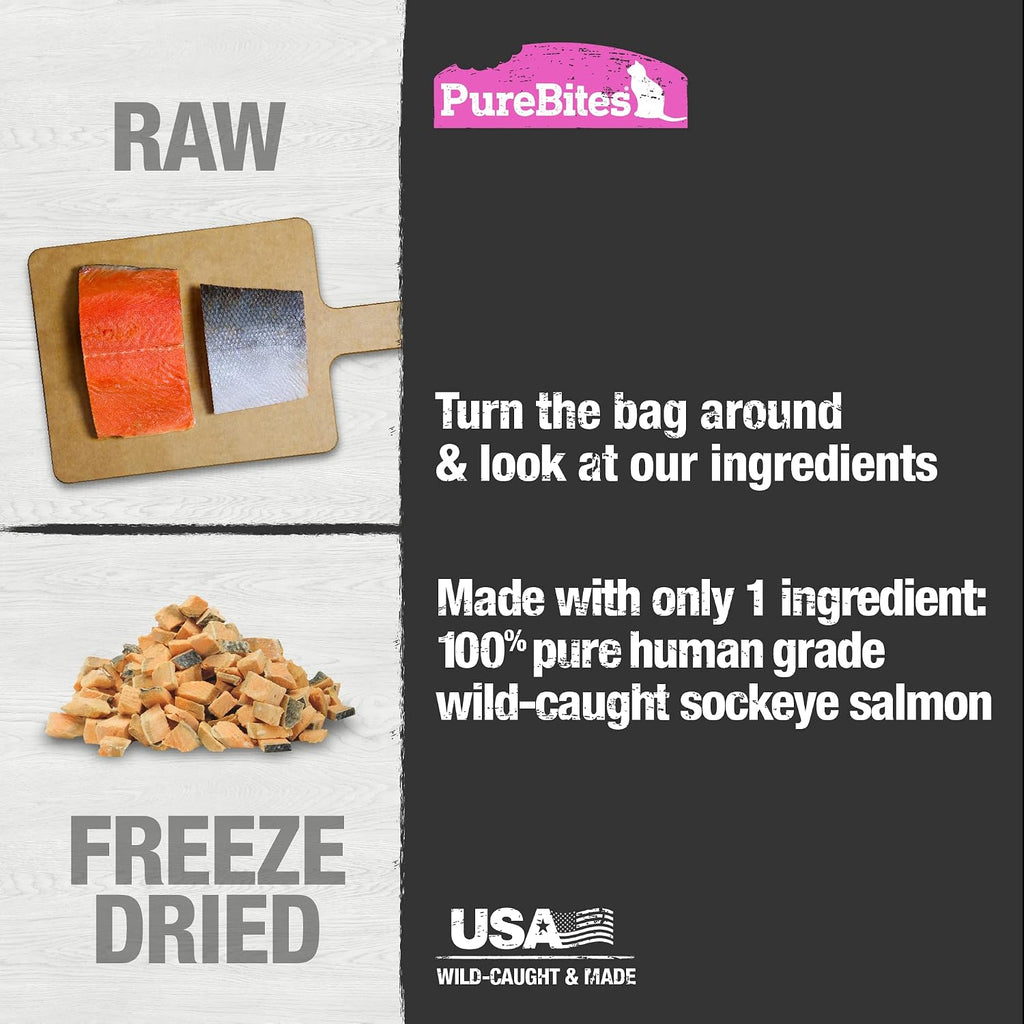 PureBites Salmon Single Ingredient Freeze Dried Cat Treats, 4.7 oz
