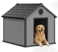 Bifanuo Extra Large Dog House for Outdoor, Weatherproof Dog House for Large Breed with Air Vents & Elevated Floor, Easy Assemble and Clean (Black, 42''L×44.5''W×42''H)