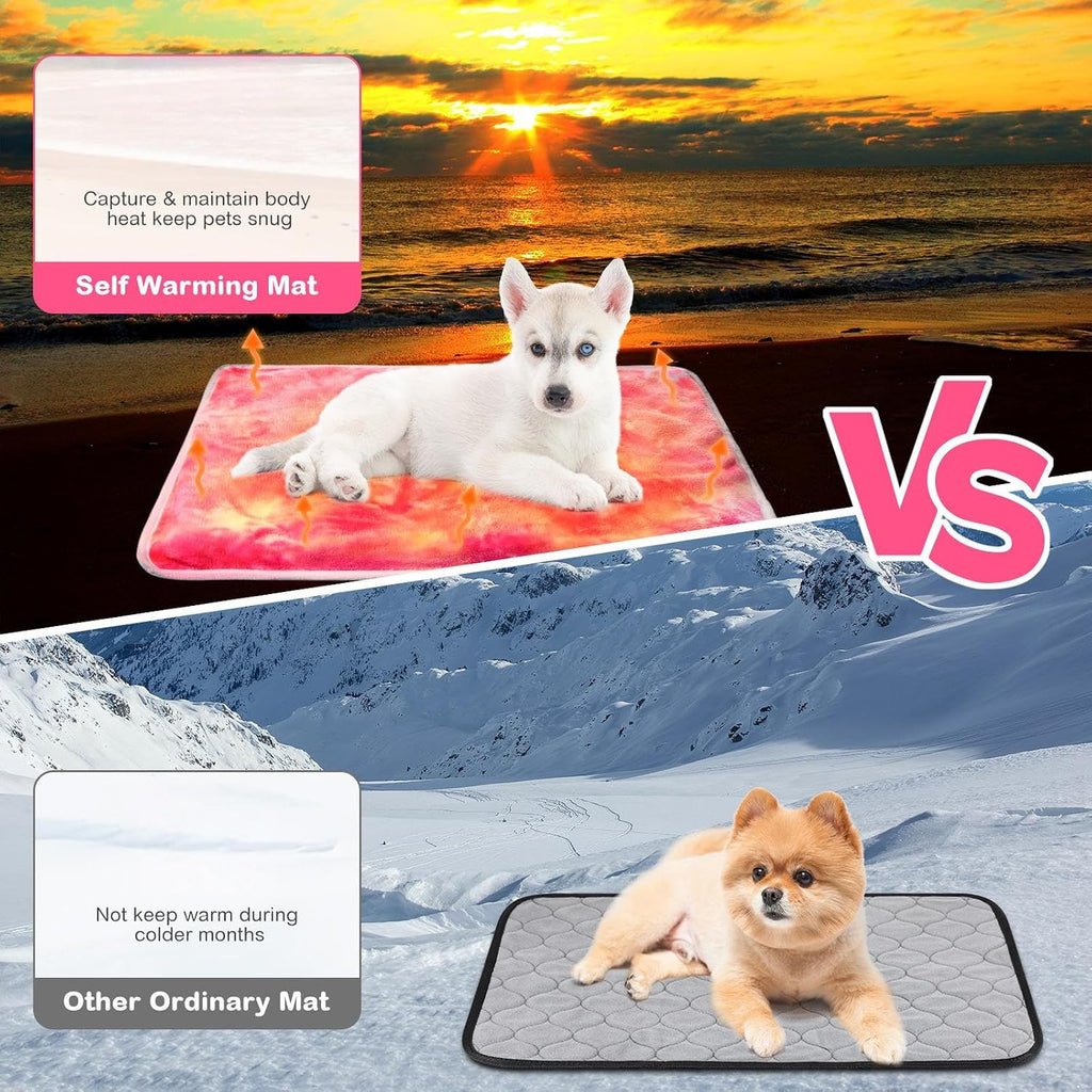 4 Pack Self Heating Cat Pad Self Warming Dog Mat, Tie Dye, 20 x 28 Inch