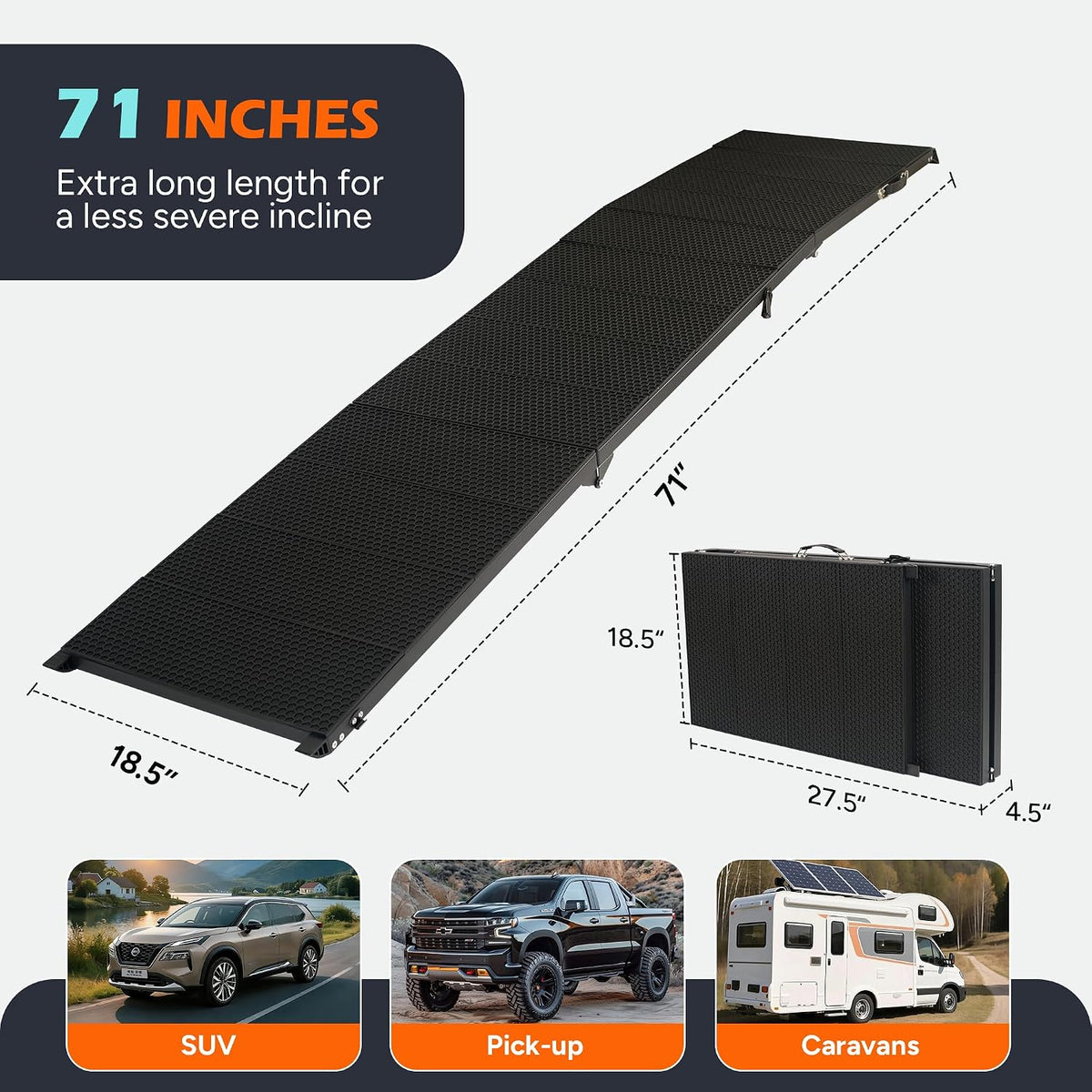 Foldable Dog Ramp for Car, 71 inches Long Portable Ramp for Large Dogs