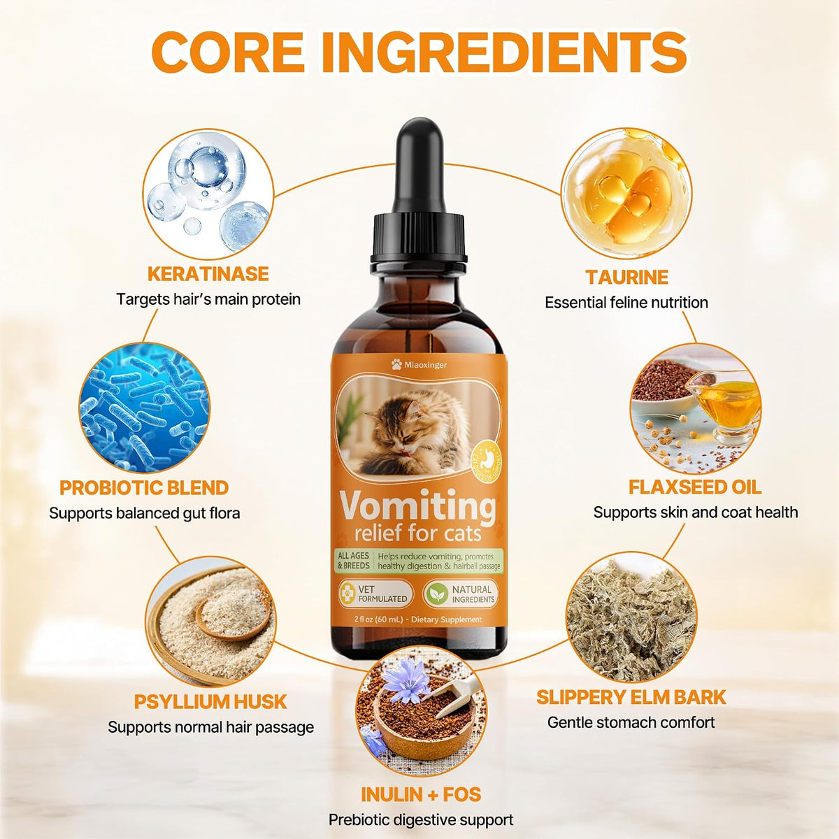 Cat Vomit Remedy, Targeted Treatment for Stomach Upset, Vomiting & Nausea