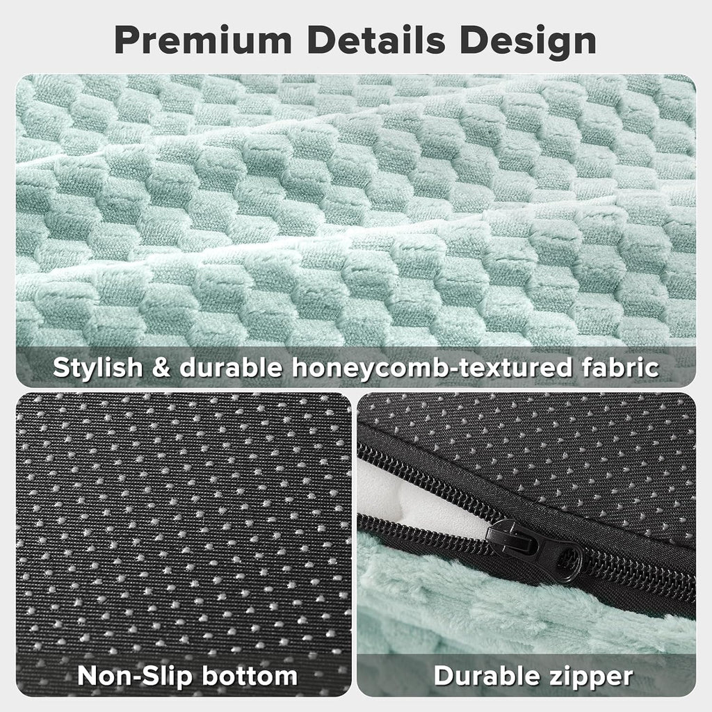 JOEJOY XL Orthopedic Dog Beds Large Sized Dog, Extra Large Washable Waterproof Oval Large Dog Bed with Removable Cover, Egg-Crate Foam Pet Bed with Bolster & Non-Skid Bottom, Green, 42''x31''