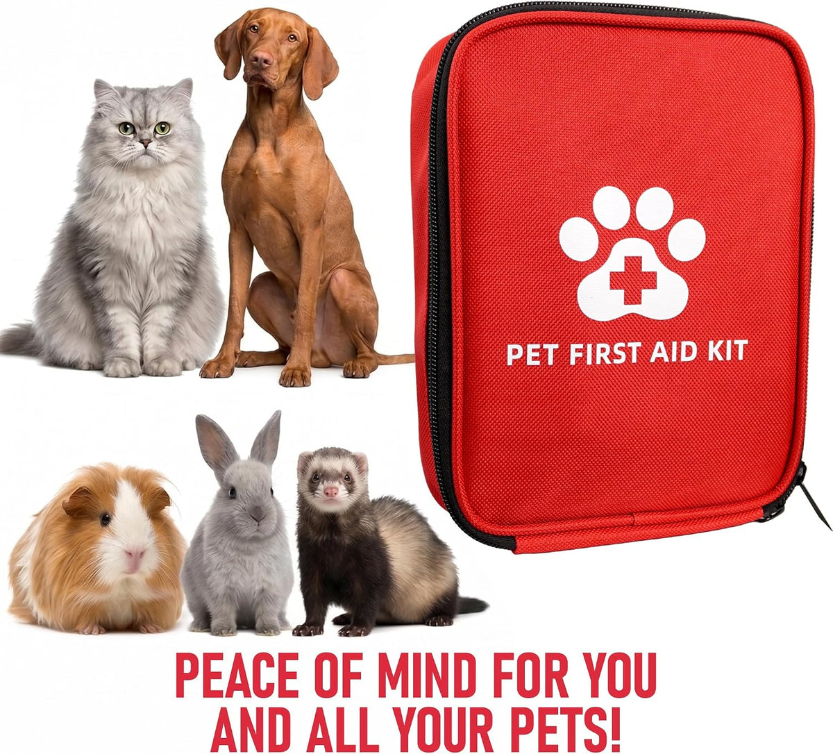 Dog First Aid Kit, Pet Travel Essentials, Emergency Supplies for Cats, Dogs