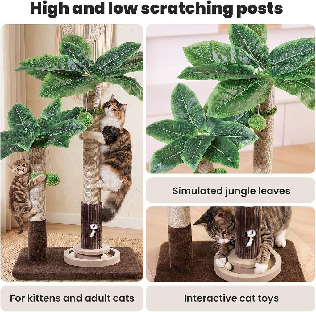 Woochpet 2Cat Posts with Cat Toys,Scratching Post for Adults Cat or Kitten