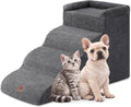 EHEYCIGA 4-Step Curved Dog Stairs for Beds 17.6" H, Grey