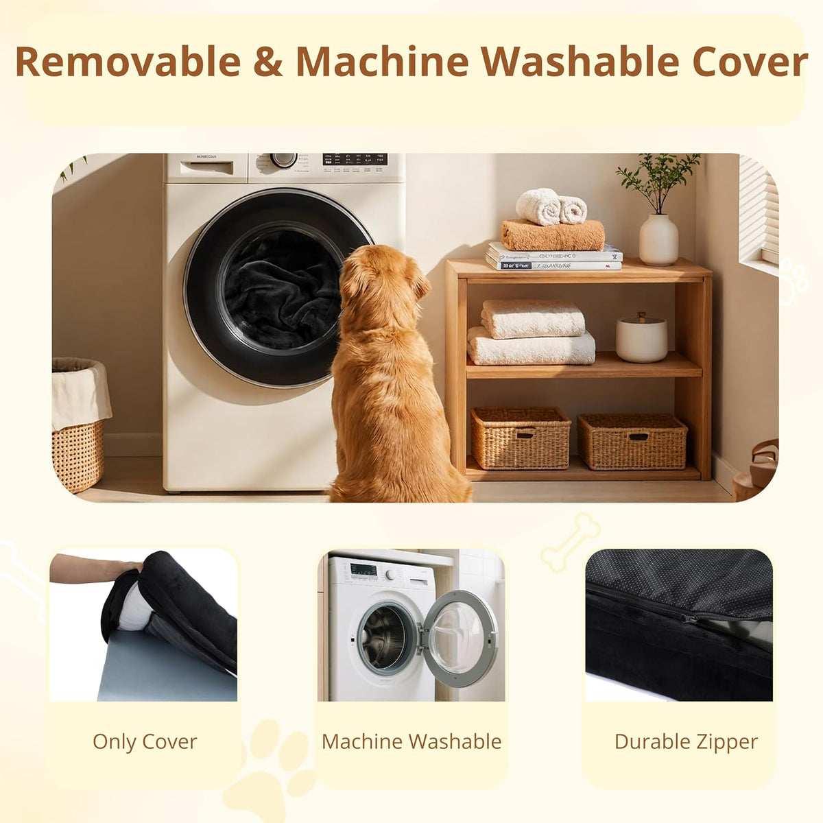 EGOHOME Orthopedic Large Dog Bed, Waterproof Washable L Pet Bed 41"