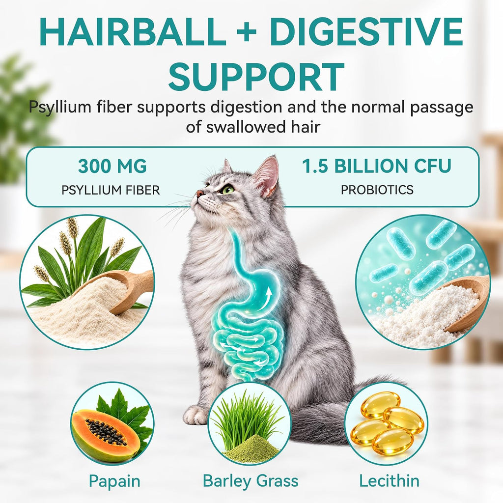 Cat Food Topper Powder, Hairball Support, 30 Packets