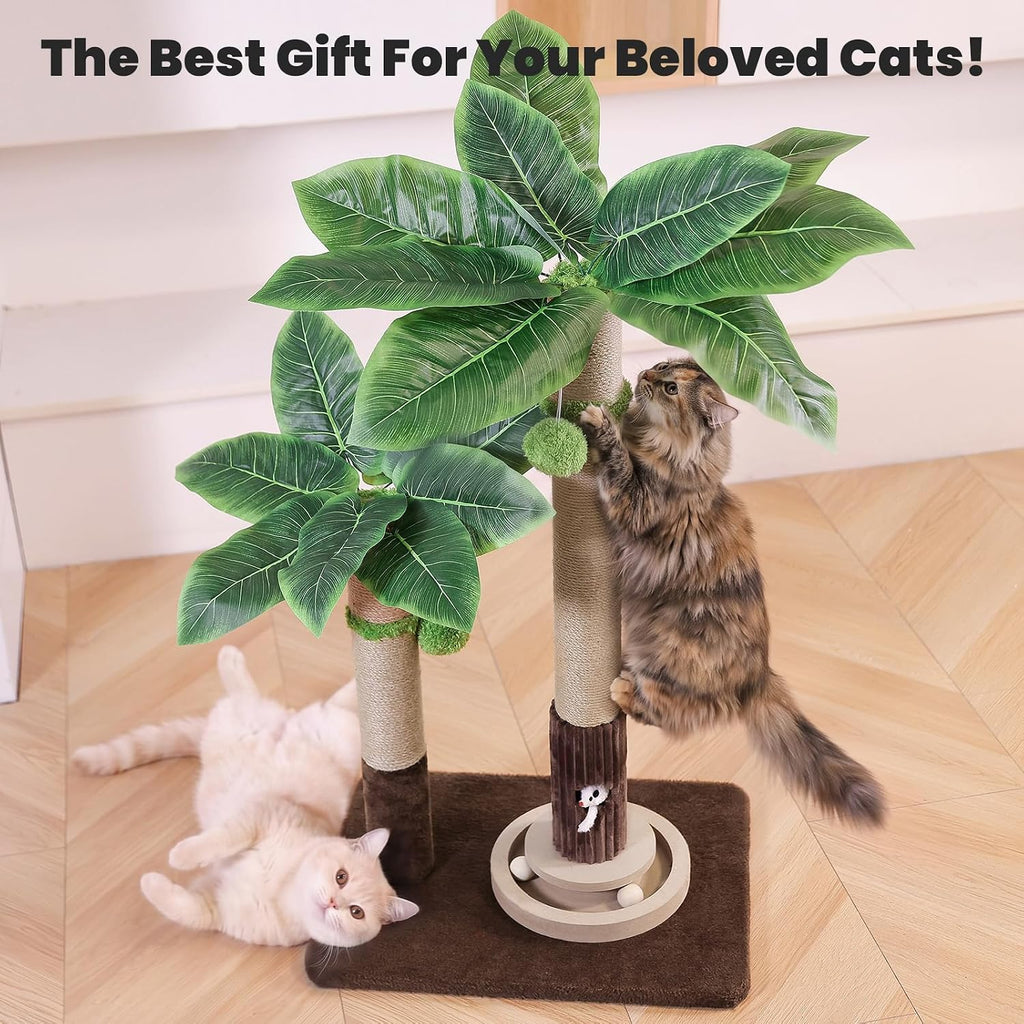 Woochpet 2Cat Posts with Cat Toys,Scratching Post for Adults Cat or Kitten