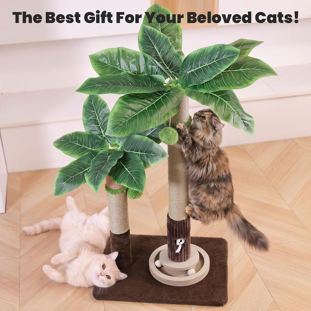 Woochpet 2Cat Posts with Cat Toys,Scratching Post for Adults Cat or Kitten