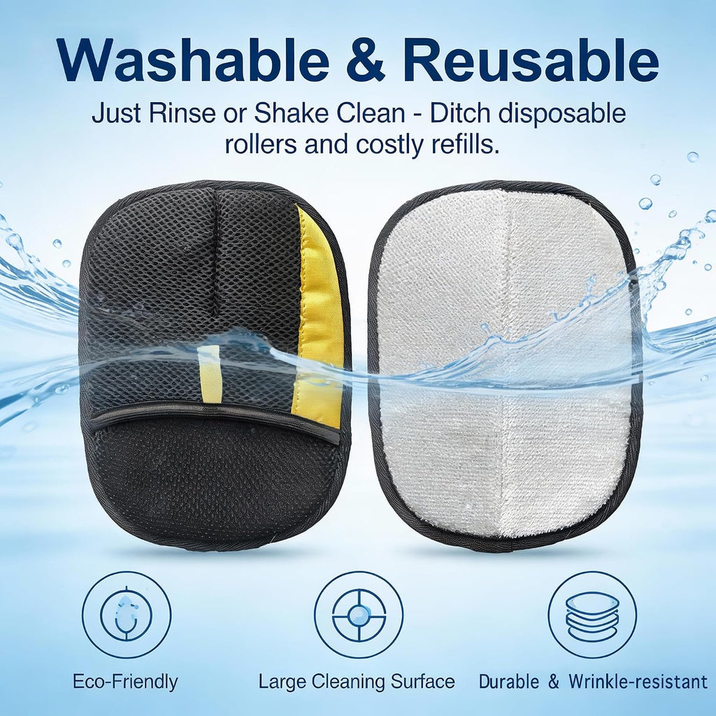 Electrostatic Pet Hair Removal Glove for Cats & Dogs, Reusable Magic Brush for Furniture & Clothes, Cat & Dog Fur Remover Tool (Black-Yellow Medium 2-Pack)