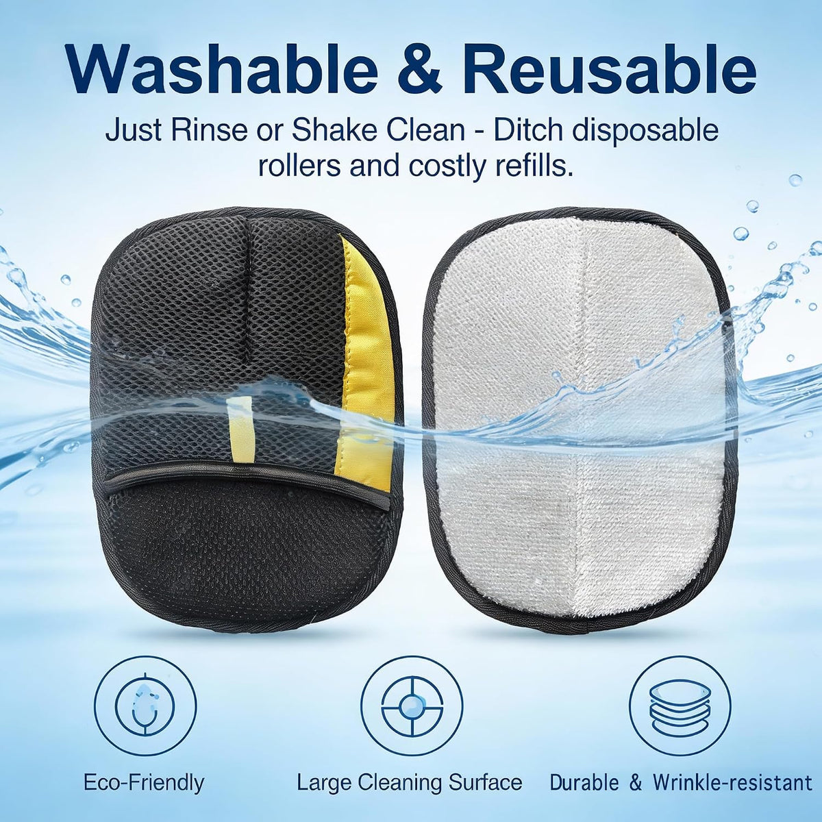 Electrostatic Pet Hair Removal Glove for Cats & Dogs, Reusable Magic Brush for Furniture & Clothes, Cat & Dog Fur Remover Tool (Black-Yellow Medium 2-Pack)