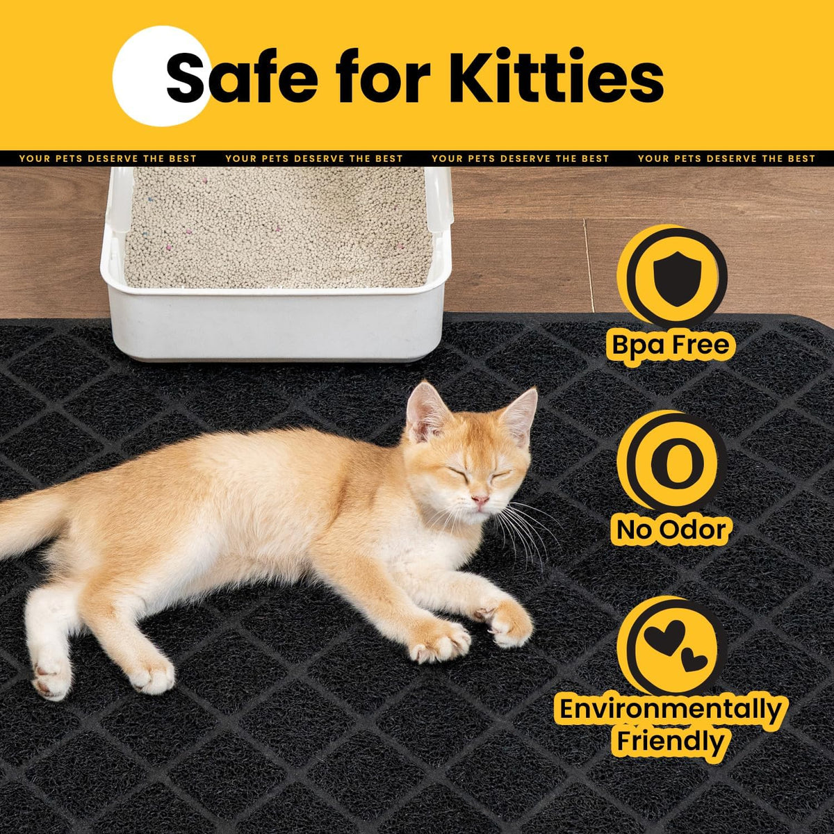 Conlun Cat Litter Mat Litter Trapping Mat, 35" x 23" Premium Durable PVC Grid Mesh with Scatter Control, Non-slip, Less Waste Cat Litter Box Mat, Soft on Kitty’s Paws, Urine Waterproof