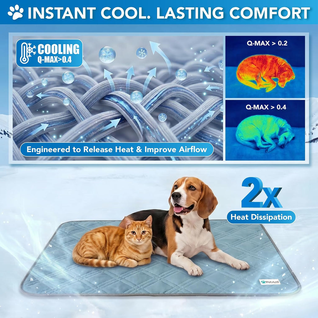 PetAmi Waterproof Dog Cooling Mat Pet Pad for Crate Couch Bed, Blue, 29x40