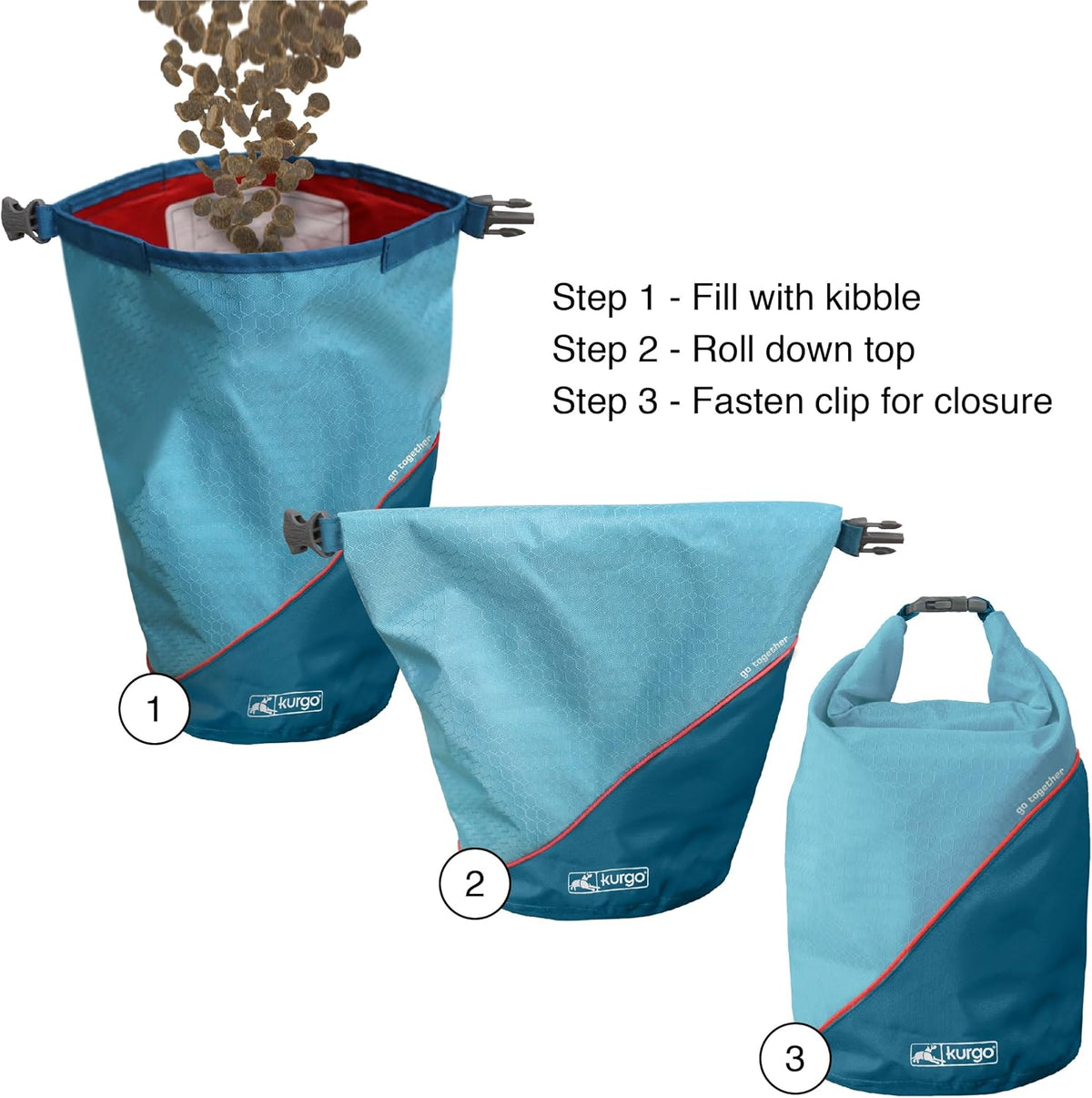 Kurgo Kibble Carrier Portable Dog Food Travel Container, Navy Blue