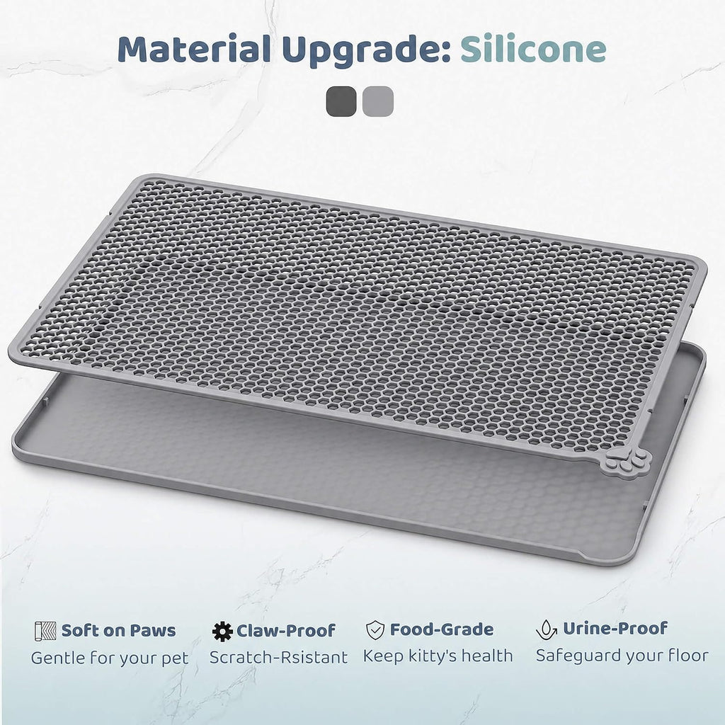 Silicone Cat Litter Mat 24x15" Double Layer Honeycomb Non-Slip