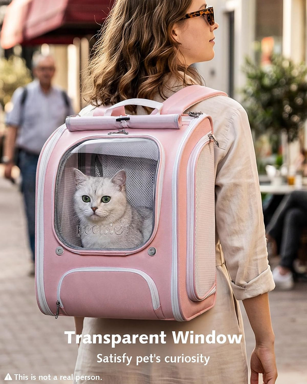 Pecute Cat Backpack Carrier,Cat Bubble,12.6" L x 10.2" W x 16.5" H,Pink