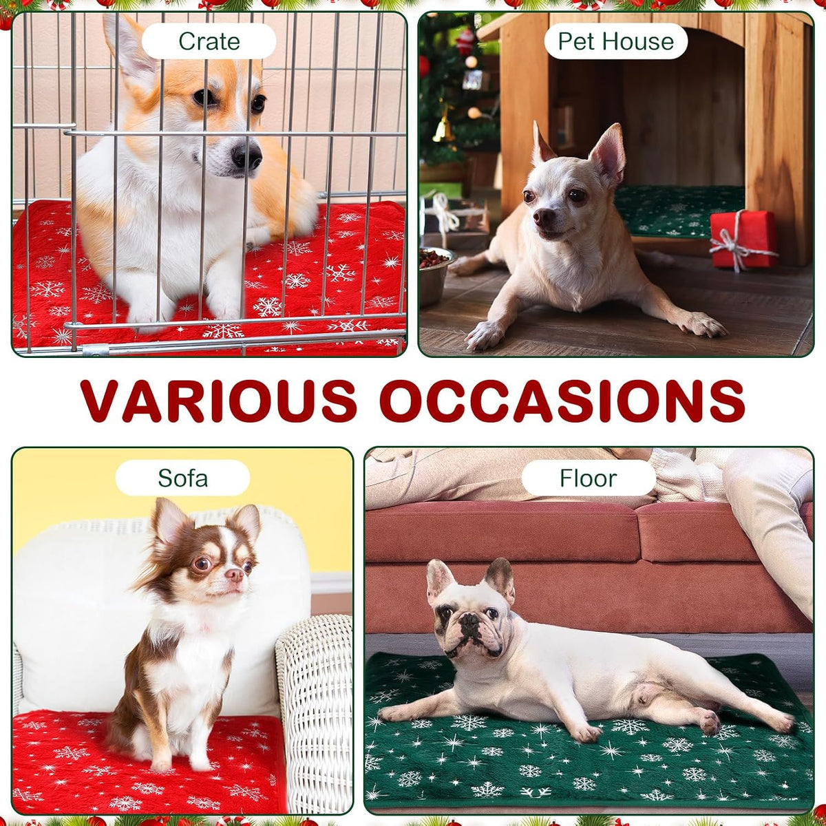 4 Pack Self Heating Cat Pad Self Warming Dog Mat, Snowflake, 16 x 20 Inch