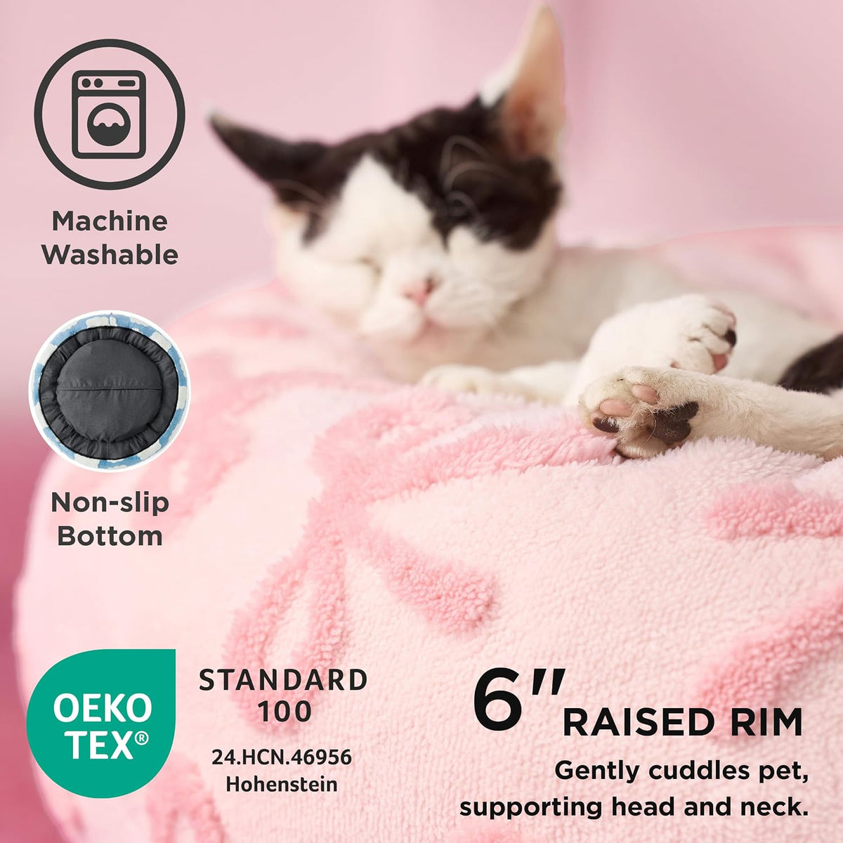 LE SURE Shown on TV Jacquard Donut Cat Beds Indoor,Pink Taffy 20x20x6in